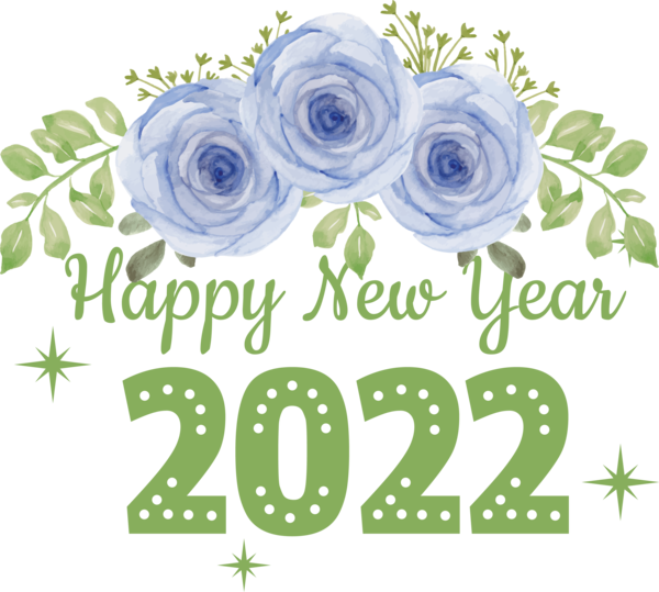Transparent New Year Floral design Garden roses Design for Happy New Year 2022 for New Year
