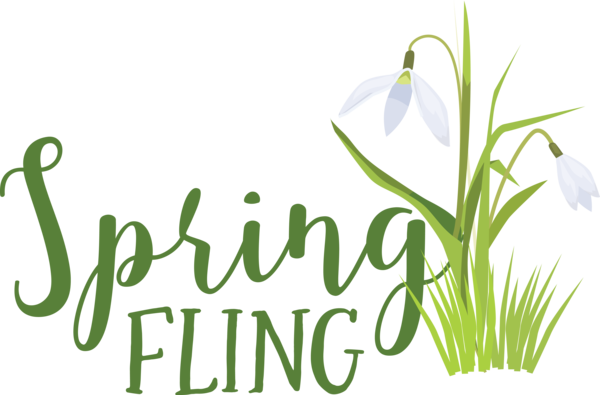 Transparent Easter Plant stem Floral design Logo for Hello Spring for Easter