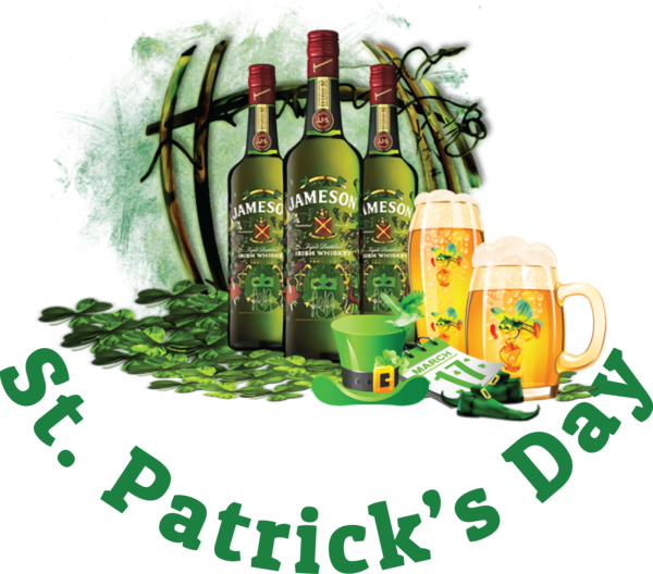 Transparent St. Patrick's Day Wine Arrack Bottle for Saint Patrick for St Patricks Day