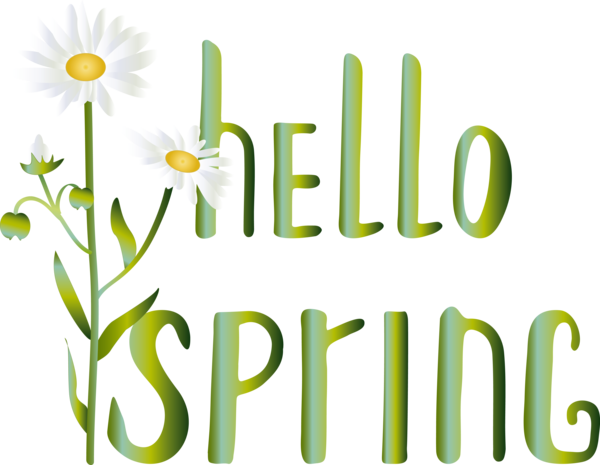 Transparent Easter Floral design Logo Plant stem for Hello Spring for Easter