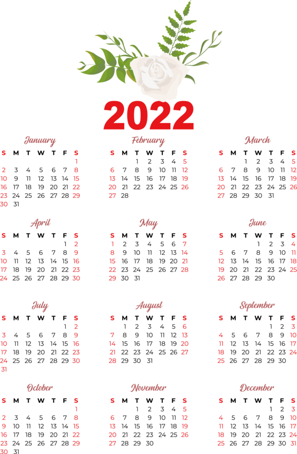 Transparent New Year calendar Design Line for Printable 2022 Calendar for New Year