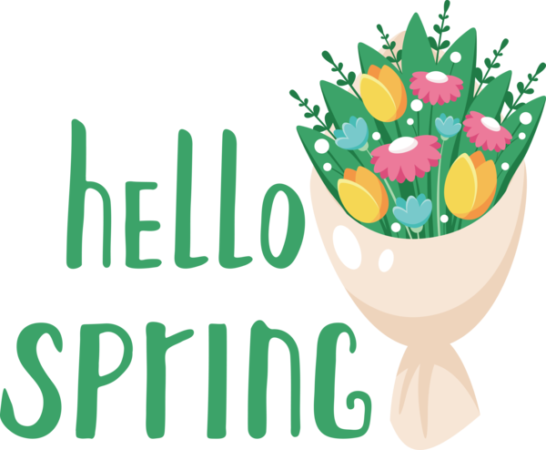 Transparent Easter Calligraphy Drawing Design for Hello Spring for Easter