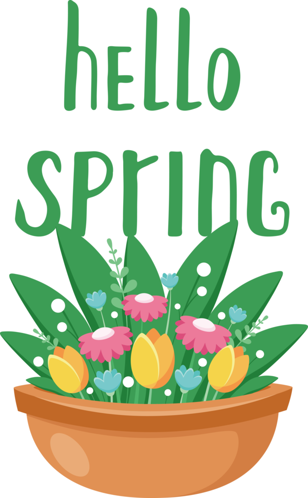 Transparent Easter Floral design Flower Design for Hello Spring for Easter