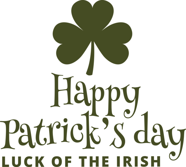 Transparent St. Patrick's Day Leaf Logo Font for Saint Patrick for St Patricks Day