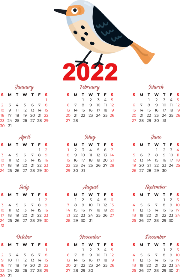Transparent New Year calendar Holiday Calendar year for Printable 2022 Calendar for New Year