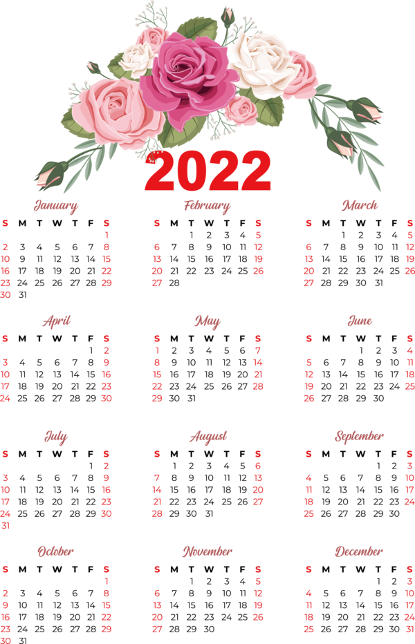 Transparent New Year calendar 2022 Calendar for Printable 2022 Calendar for New Year