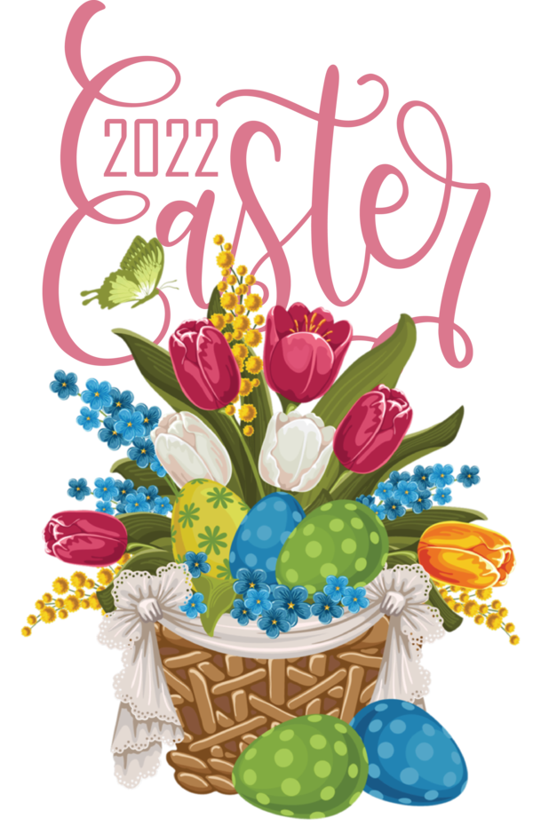 Transparent Easter Flower Basket Floral design for Easter Day for Easter