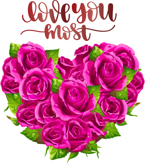 Transparent Valentine's Day Flower Rose Floral design for Valentines for Valentines Day