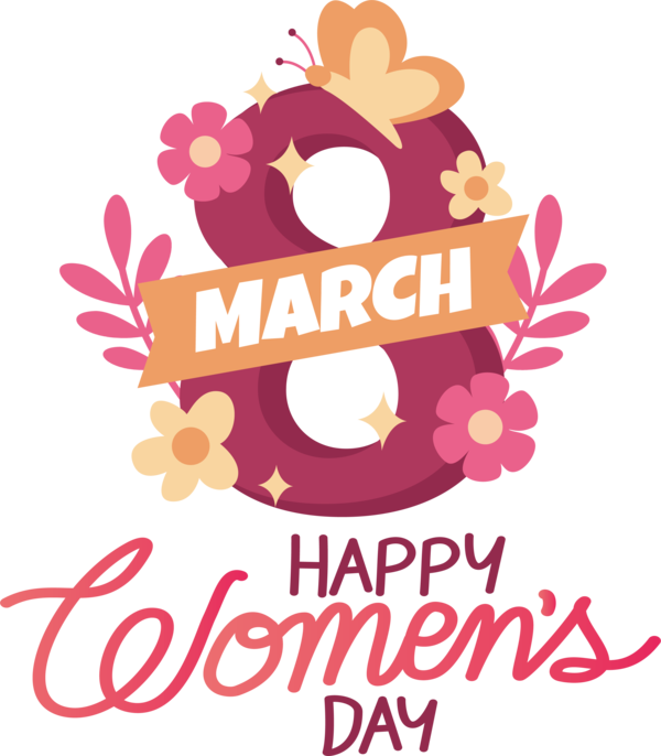 Transparent International Women's Day Logo Line Flower for Women's Day for International Womens Day