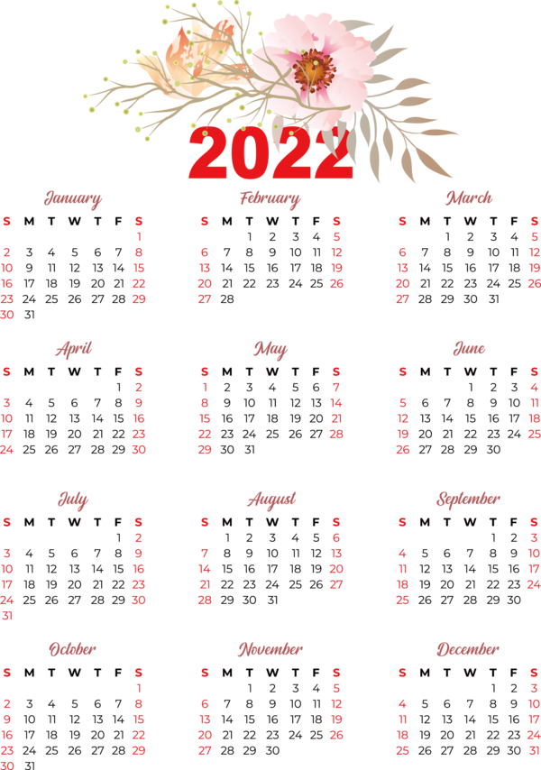 Transparent New Year calendar Calendar year Month for Printable 2022 Calendar for New Year