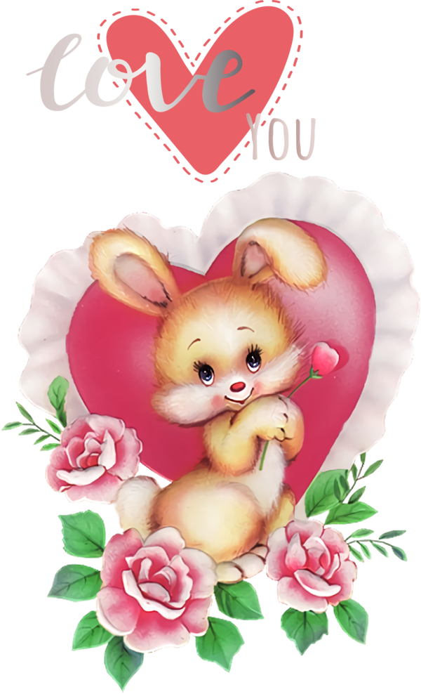 Transparent Valentine's Day Rabbit Morning good for Valentines for Valentines Day