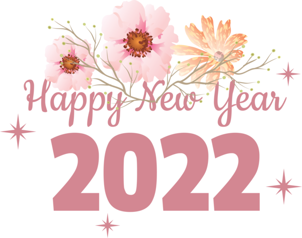 Transparent New Year Floral design Design Cut flowers for Happy New Year 2022 for New Year