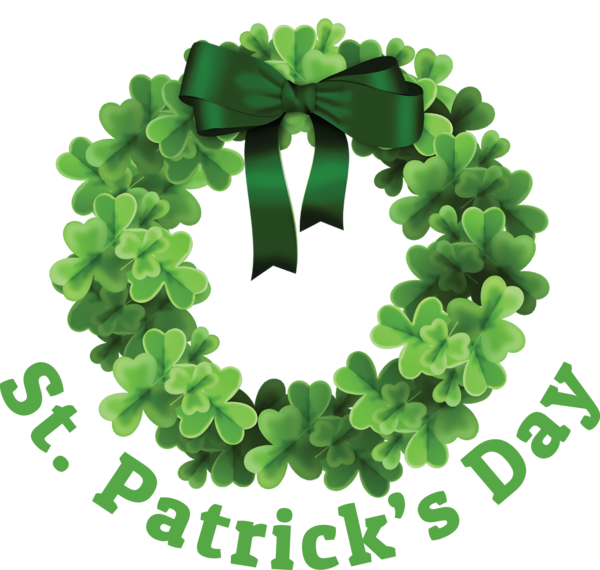 Transparent St. Patrick's Day Wreath Garland Shamrock for Saint Patrick for St Patricks Day