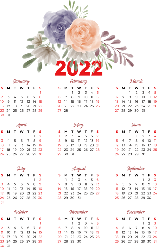 Transparent New Year Calendário fevereiro 2022 calendar 2022 for Printable 2022 Calendar for New Year