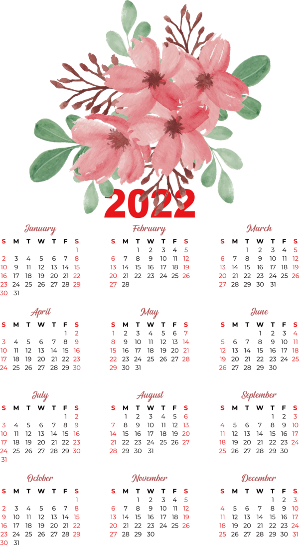Transparent New Year calendar Design Drawing for Printable 2022 Calendar for New Year