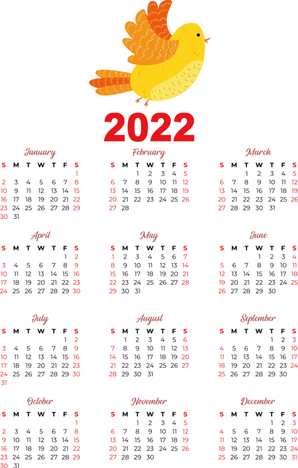 Transparent New Year calendar Line Font for Printable 2022 Calendar for New Year