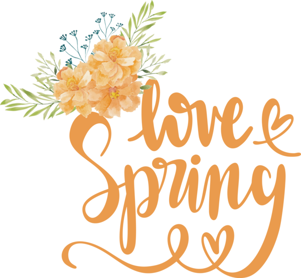 Transparent Easter Floral design Logo Cut flowers for Hello Spring for Easter