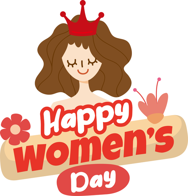 Transparent International Women's Day Cartoon Logo Character for Women's Day for International Womens Day