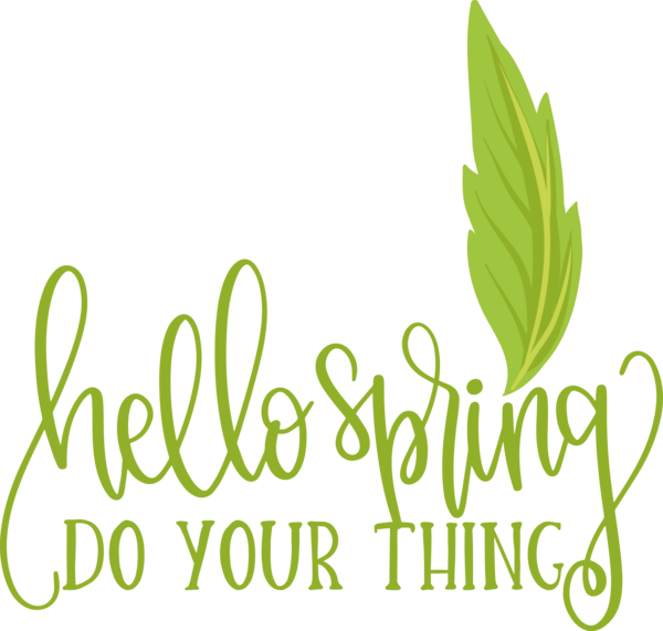 Transparent Easter Leaf Plant stem Logo for Hello Spring for Easter