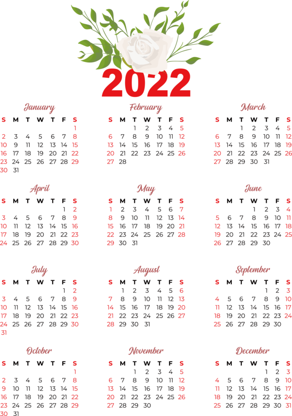 Transparent New Year calendar 2022 Month for Printable 2022 Calendar for New Year