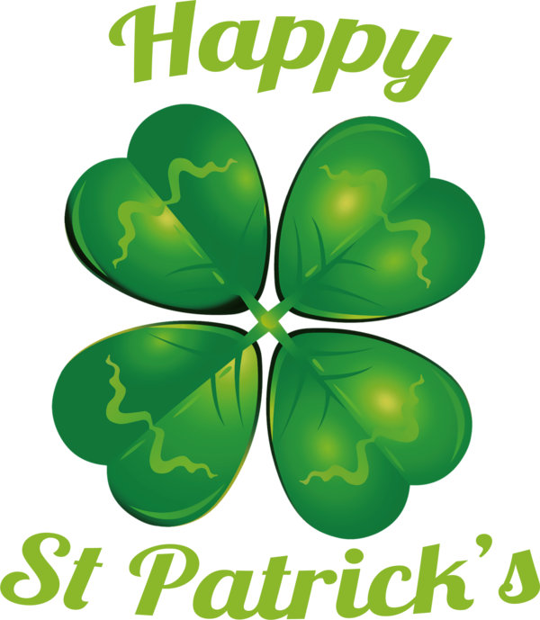 Transparent St. Patrick's Day Leaf Plant stem Shamrock for Four Leaf Clover for St Patricks Day