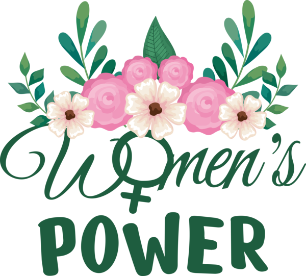 Transparent International Women's Day Floral design Flower Leaf for Women Power for International Womens Day