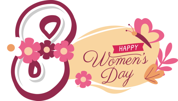 Transparent International Women's Day Logo Text Line for Women's Day for International Womens Day