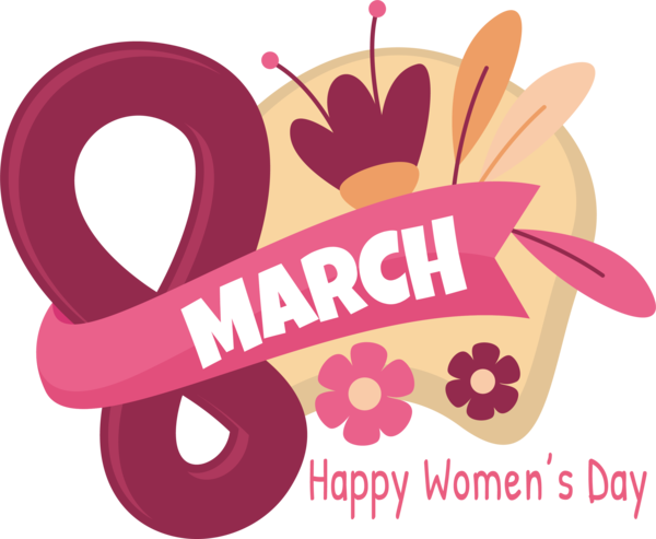 Transparent International Women's Day Logo Design Pink M for Women's Day for International Womens Day