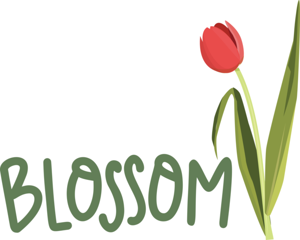 Transparent Easter Flower Plant stem Logo for Hello Spring for Easter
