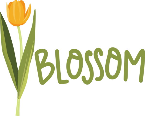 Transparent Easter Flower Plant stem Logo for Hello Spring for Easter
