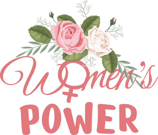 Transparent International Women's Day Floral design Garden roses Flower for Women Power for International Womens Day