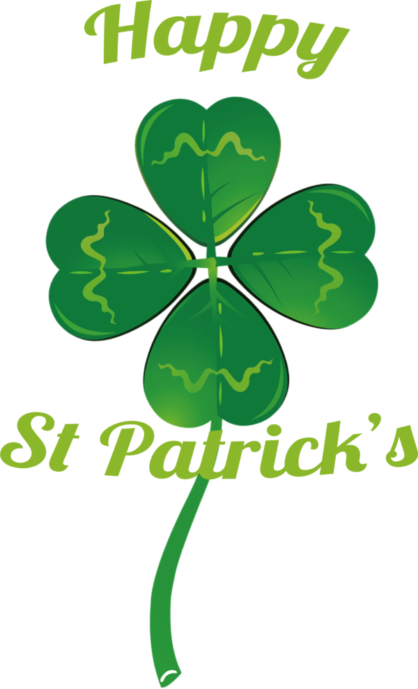 Transparent St. Patrick's Day Leaf Plant stem Shamrock for Four Leaf Clover for St Patricks Day