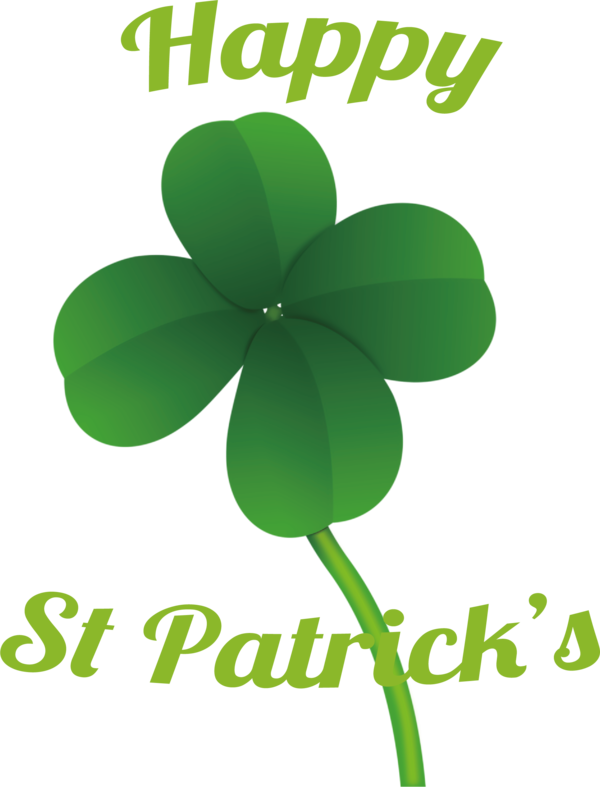 Transparent St. Patrick's Day Leaf Plant stem Flower for Four Leaf Clover for St Patricks Day