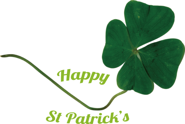 Transparent St. Patrick's Day Leaf Plant stem Green for Four Leaf Clover for St Patricks Day