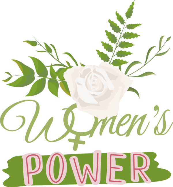 Transparent International Women's Day Floral design Garden roses Plant stem for Women Power for International Womens Day
