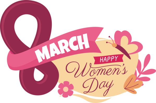 Transparent International Women's Day Design Logo Pink M for Women's Day for International Womens Day