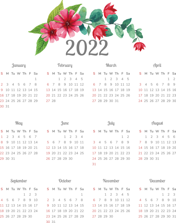 Transparent New Year Maerne calendar Font for Printable 2022 Calendar for New Year