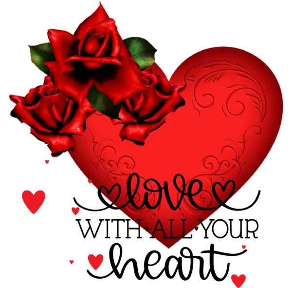 Transparent Valentine's Day Flower Rose Design for Valentine Heart for Valentines Day