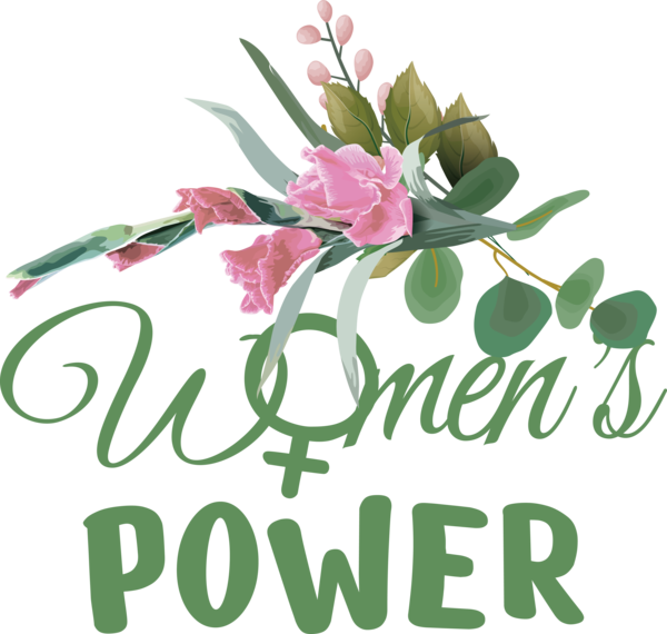 Transparent International Women's Day Floral design Plant stem Flower for Women Power for International Womens Day