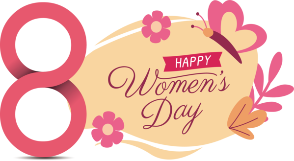 Transparent International Women's Day Design Logo Text for Women's Day for International Womens Day