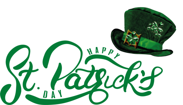 Transparent St. Patrick's Day Leaf Logo Green for St Patrick's Day Hat for St Patricks Day