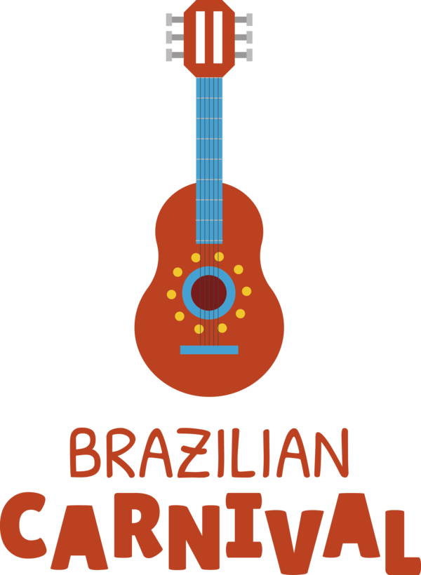 Transparent Brazilian Carnival String Instrument Guitar Logo for Carnaval do Brasil for Brazilian Carnival