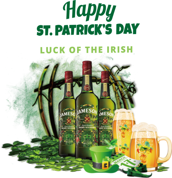 Transparent St. Patrick's Day Liqueur Wine Arrack for Saint Patrick for St Patricks Day