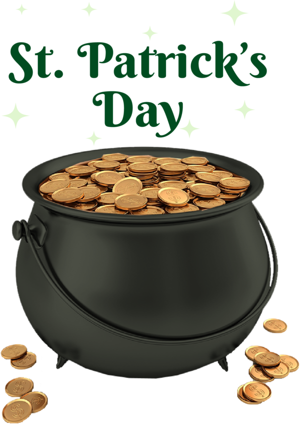 Transparent St. Patrick's Day Coin Gold Pot of Gold! for Pot Of Gold for St Patricks Day