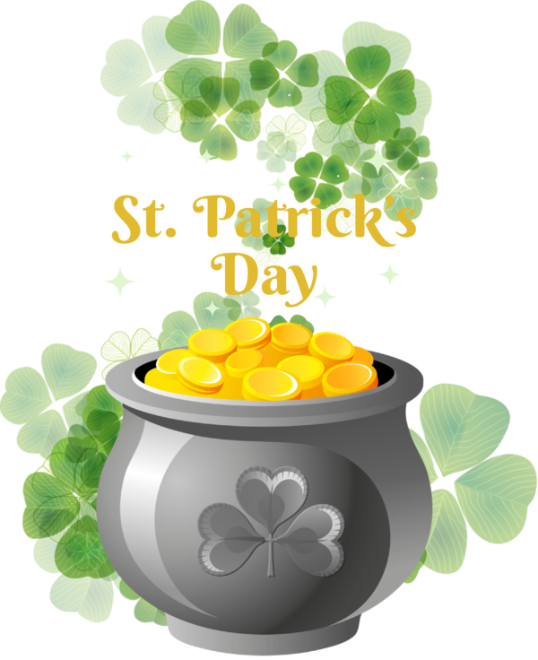 Transparent St. Patrick's Day Four-leaf clover Shamrock White Clover for Pot Of Gold for St Patricks Day