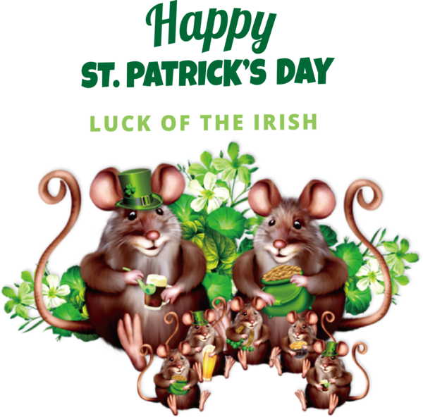 Transparent St. Patrick's Day Rodents Cartoon Tree for Saint Patrick for St Patricks Day