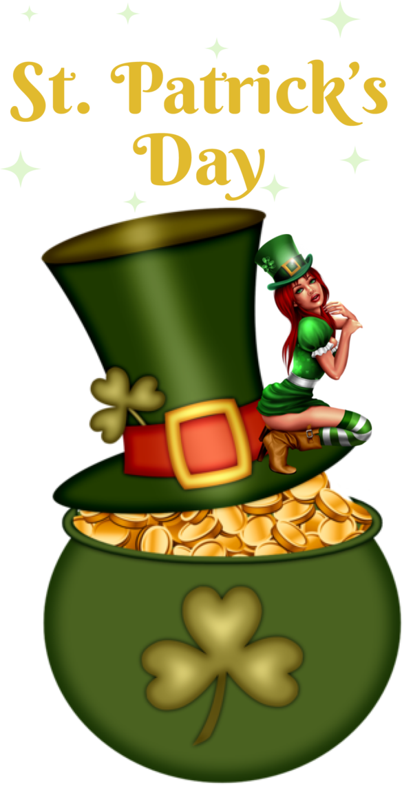 Transparent St. Patrick's Day Digital art Cartoon Painting for Pot Of Gold for St Patricks Day