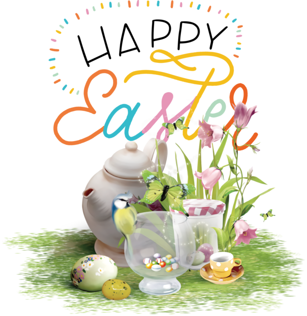 Transparent Easter Flower Easter Basket Drawing for Easter Day for Easter