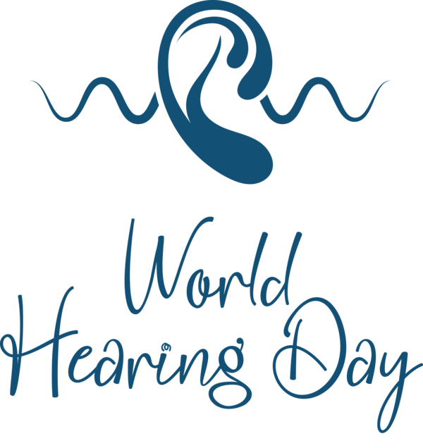 Transparent Hearing Day Calligraphy Logo Handwriting for World Hearing Day for Hearing Day