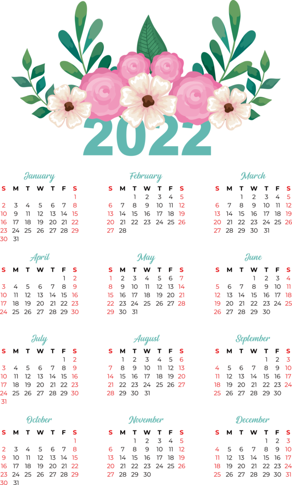 Transparent New Year Royalty-free Design Vector for Printable 2022 Calendar for New Year